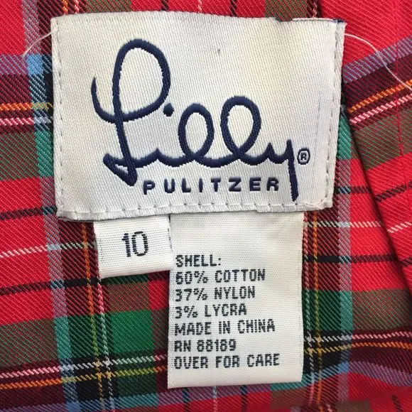 Lilly Pulitzer Red and Green Plaid Mini Skirt - Picture 6 of 6